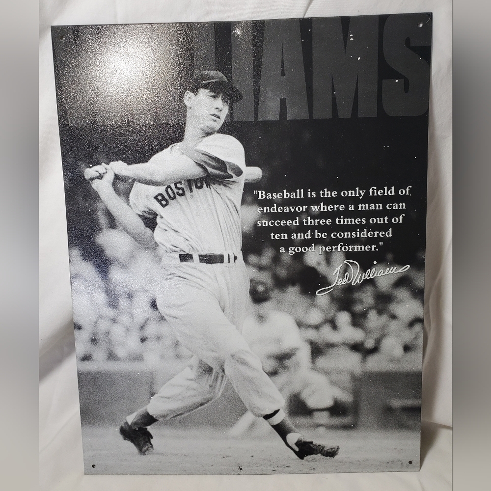 Ted Williams 1507 Baseball Quote Metal Sign Distressed Vintage Look